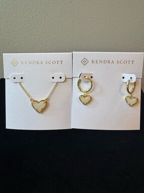 Kendra Scott Gold Heart Necklace and Hoop Earring Set - Gold